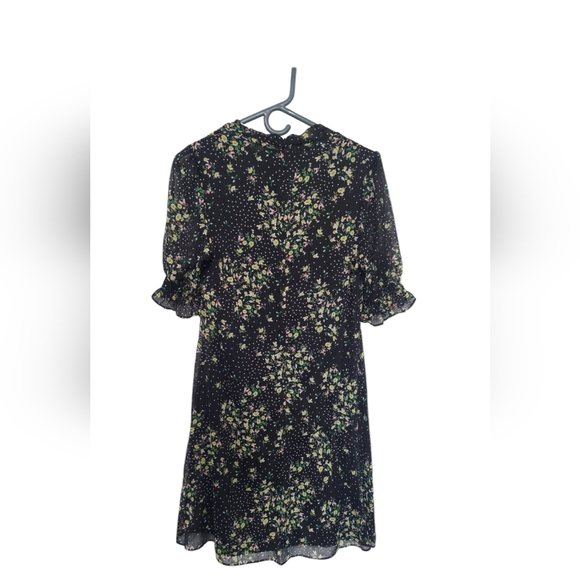 DKNY Black Floral Knee Length Dress size Womans 8 NWT Dark Romantic - Picture 2 of 7